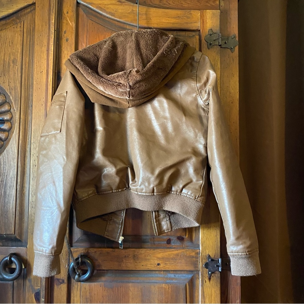 Ashley Faux Leather Hooded Jacket – Size S - Picture 3 of 11